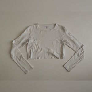 Cream Brandy Melville Long Sleeve Crop Top
